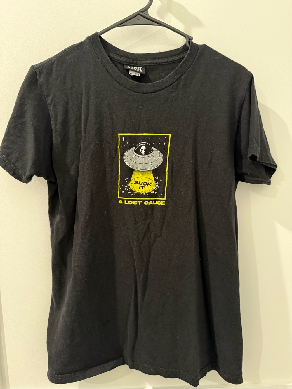Lost Black Tee with Yellow UFO Graphic